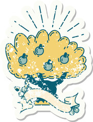 grunge sticker of tattoo style apple tree