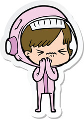 sticker of a cartoon astronaut woman