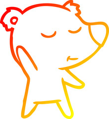 warm gradient line drawing happy cartoon polar bear