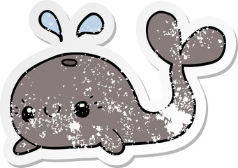 distressed sticker of a cute cartoon whale