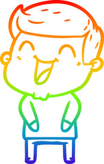 rainbow gradient line drawing cartoon man laughing