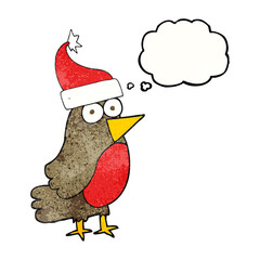 thought bubble textured cartoon robin