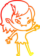 warm gradient line drawing cartoon friendly vampire girl