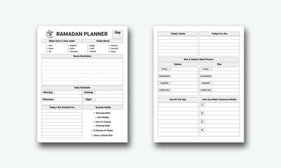 Ramadan Planner & Journal for KDP interior. Ramadan activity and fasting experience tracker. KDP interior journal