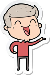 sticker of a cartoon man laughing
