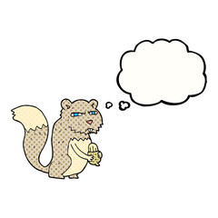 thought bubble cartoon angry squirrel with nut