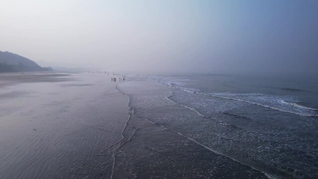 Aerial footage of Harnai beach at Dapoli, located 200 kms from Pune on the West Coast of Maharashtra India.