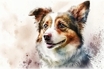 Cute dog portrait in a watercolor style, generative AI