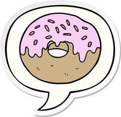 cartoon donut and speech bubble sticker