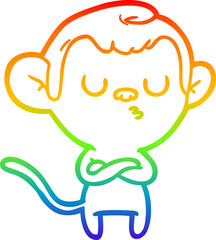 rainbow gradient line drawing cartoon annoyed monkey