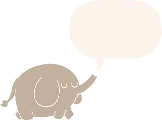 cartoon elephant and speech bubble in retro style