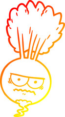 warm gradient line drawing cartoon root vegetable