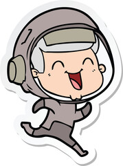 sticker of a happy cartoon astronaut