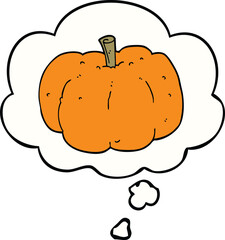 cartoon pumpkin and thought bubble