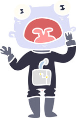 flat color style cartoon weird alien communicating