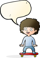 cartoon boy on skateboard with speech bubble © lineartestpilot