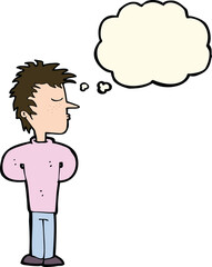 cartoon man ignoring with thought bubble