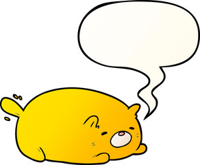 cute cartoon cat and speech bubble in smooth gradient style