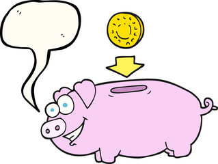speech bubble cartoon piggy bank
