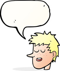 cartoon happy boy face with speech bubble