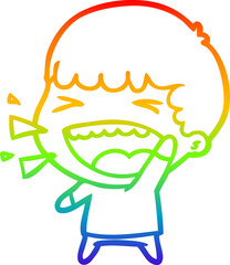 rainbow gradient line drawing cartoon laughing man