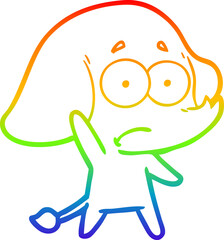 rainbow gradient line drawing cartoon unsure elephant