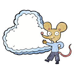 cartoon mouse with cloud text space