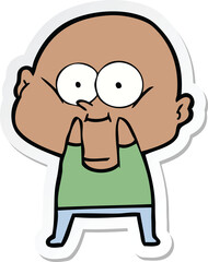 sticker of a cartoon bald man staring