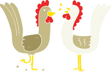 flat color style cartoon chickens