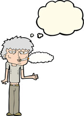cartoon smoker with thought bubble
