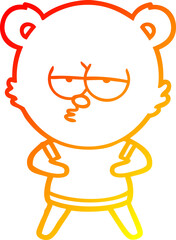 warm gradient line drawing bored polar bear cartoon