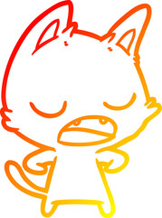 warm gradient line drawing talking cat cartoon