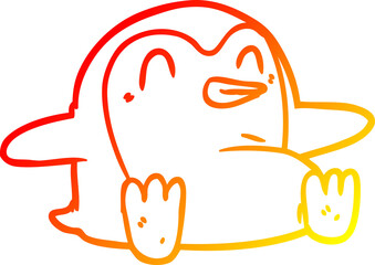 warm gradient line drawing penguin Cartoon