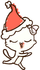 Christmas Cat Chalk Drawing