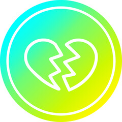 broken heart circular in cold gradient spectrum