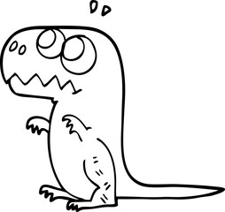 line drawing cartoon prehistoric dinosaur