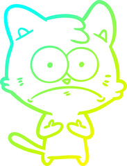 cold gradient line drawing cartoon nervous cat