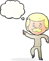 cartoon dancing dad with thought bubble
