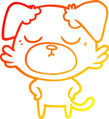 warm gradient line drawing cute cartoon dog