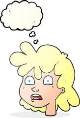 thought bubble cartoon female face
