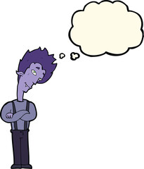cartoon vampire with thought bubble