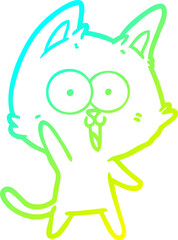 cold gradient line drawing funny cartoon cat