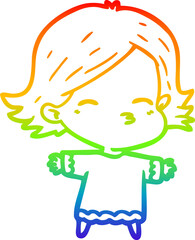 rainbow gradient line drawing cartoon woman