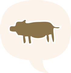 cartoon animal symbol and speech bubble in retro style