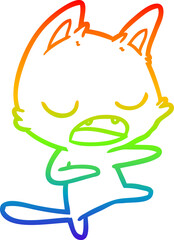 rainbow gradient line drawing talking cat dancing