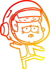 warm gradient line drawing cartoon tired astronaut