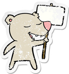 distressed sticker of a cartoon bear
