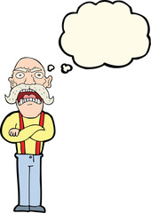 Obraz premium cartoon shocked old man with thought bubble