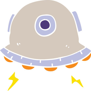 flat color style cartoon UFO