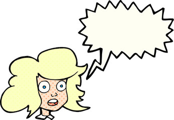 comic book speech bubble cartoon surprised female face